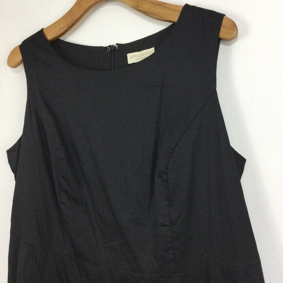 AppleSeeds Womens Sleeveless Lace Trim Hem Cotton Dress Black Plus Size 16W - Picture 3 of 11